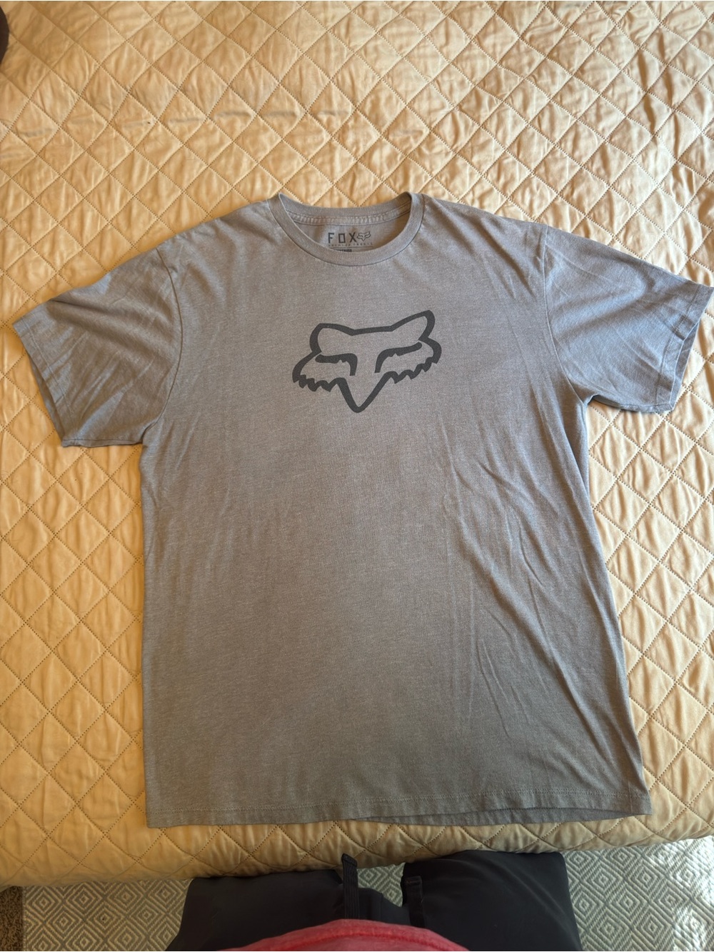 Fox Gray Short Sleeve Crew Neck Tee with Fox Head Logo